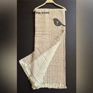 🎁Piscatextil Throw Blanket - Cotton - Taupe with Oatmeal Multi Linear Stitching